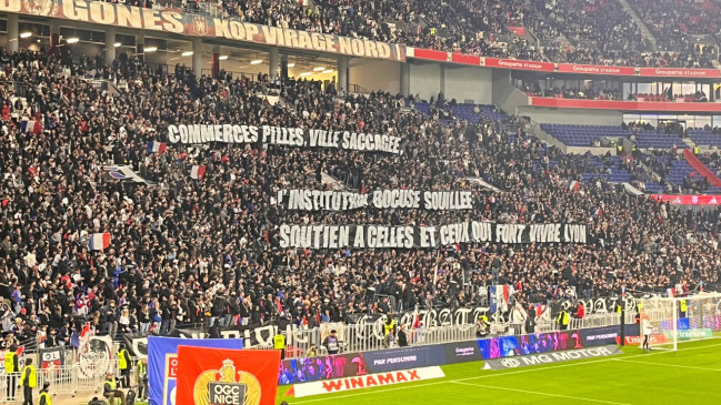 "Soutien &agrave; ceux qui font vivre Lyon" : la banderole des Bad Gones apr&egrave;s les violences du 17 octobre &agrave; Lyon